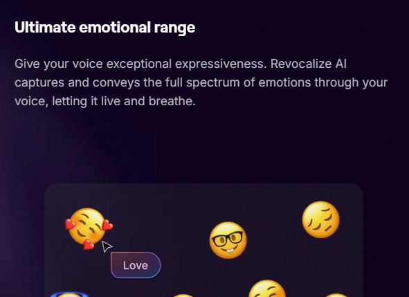 Revocalize AI emotional range section
