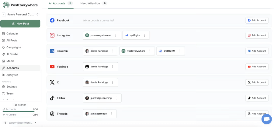 PostEverywhere Connected Accounts