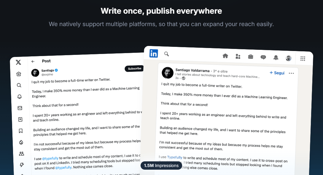 Typefully write once and publish everywhere visual