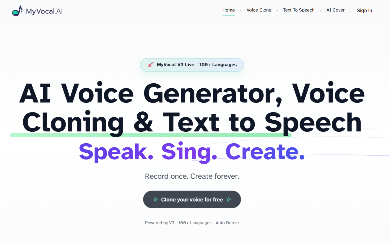 MyVocal.ai Homepage
