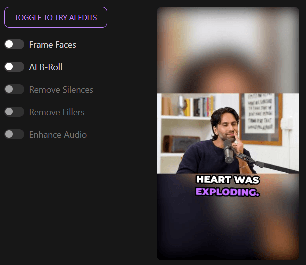 Minvo AI edits toggle panel