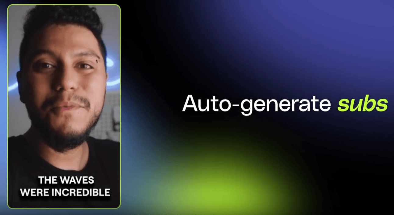 Qlip AI auto-generated subtitles preview