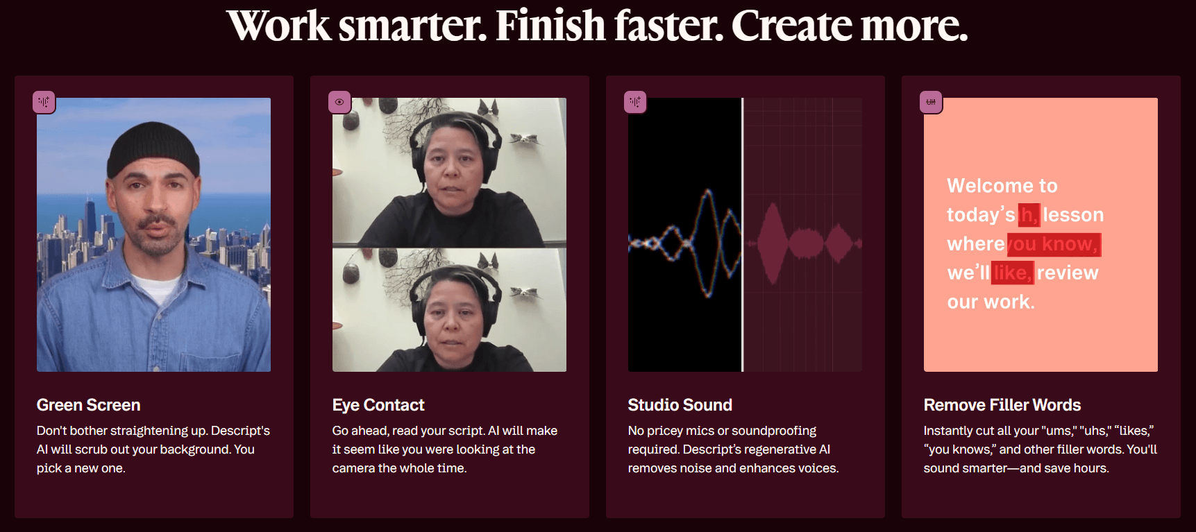 Descript video editing features