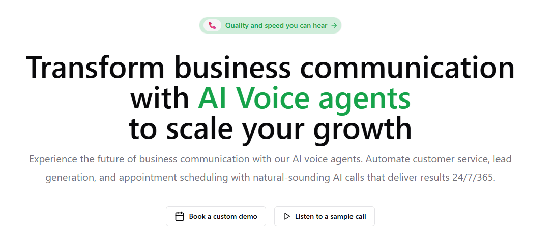 Smoove Call homepage hero section