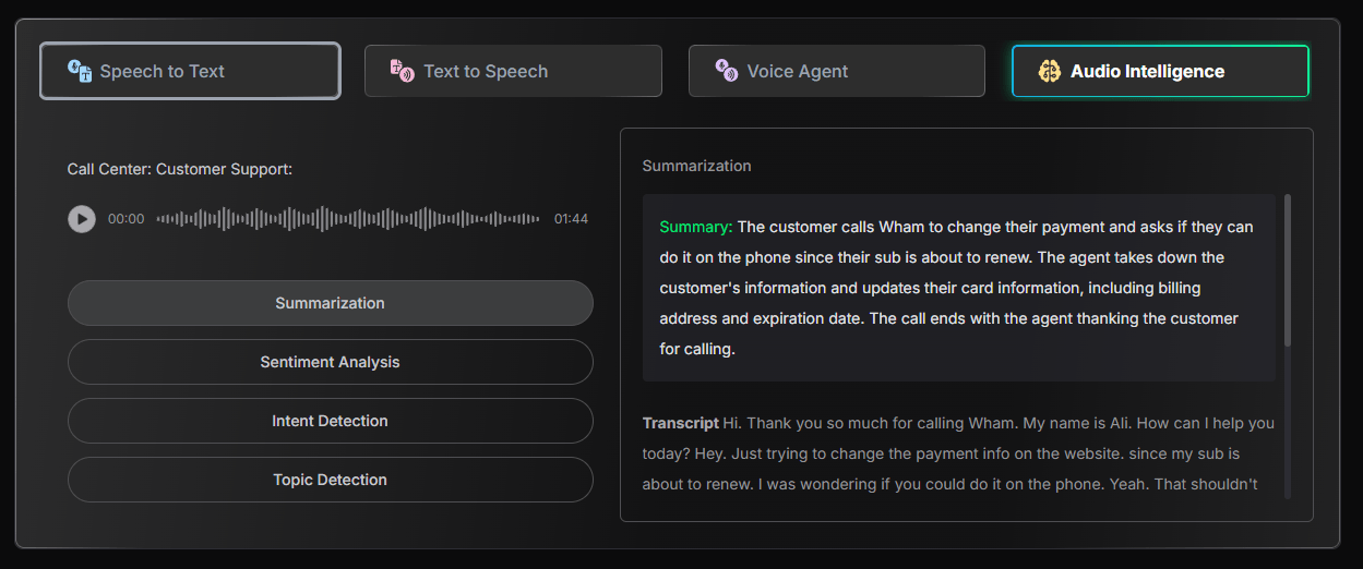 Deepgram Audio Intelligence