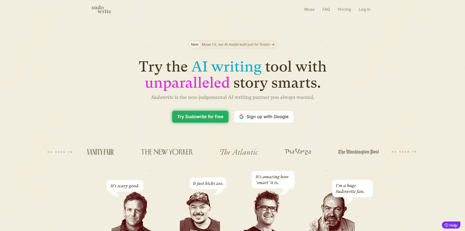 Sudowrite Homepage
