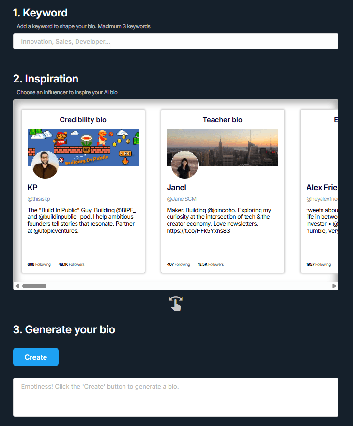 AI Social Bio Generator Workflow