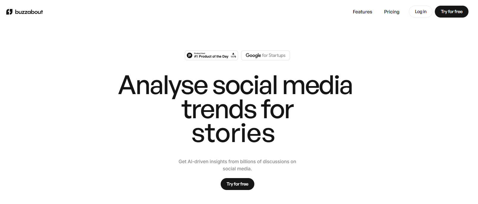 Buzzabout homepage hero section