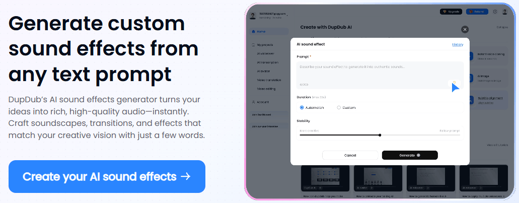 DupDub AI Sound Effects