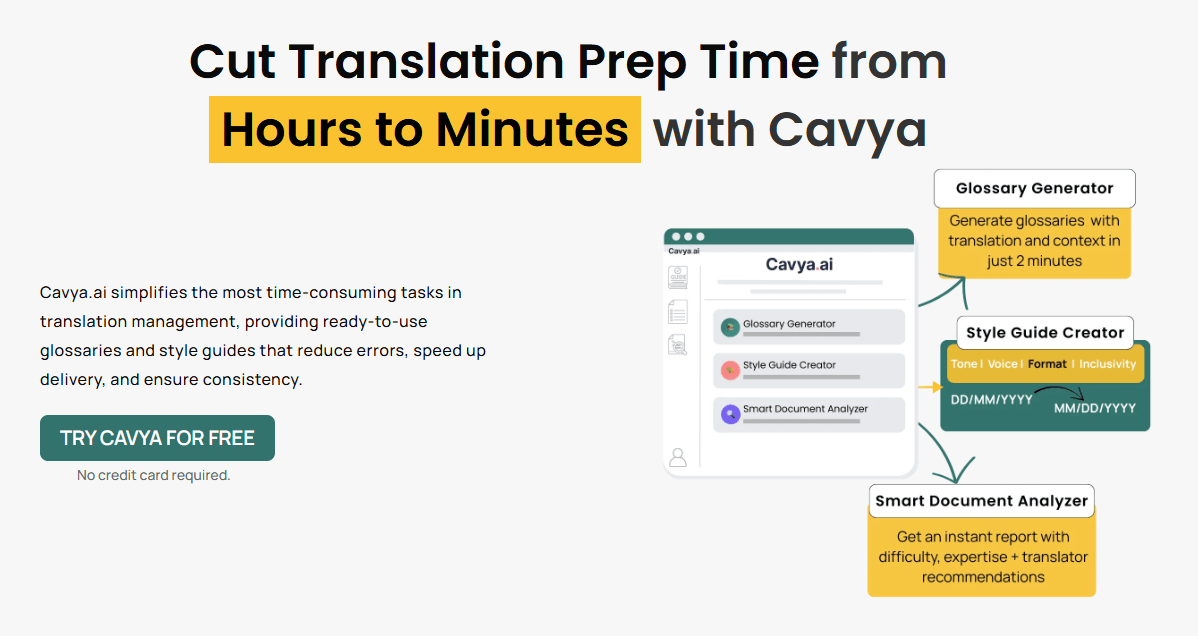 Cavya homepage hero section