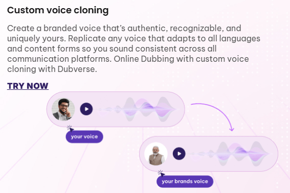 Dubverse.ai Custom Voice Cloning