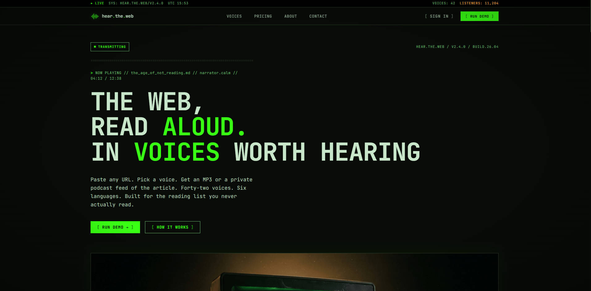 HearTheWeb Homepage