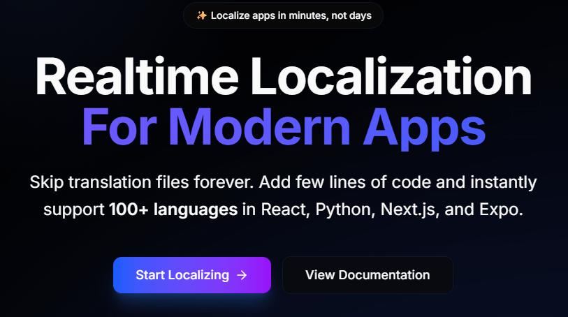 AutoLocalise homepage hero section