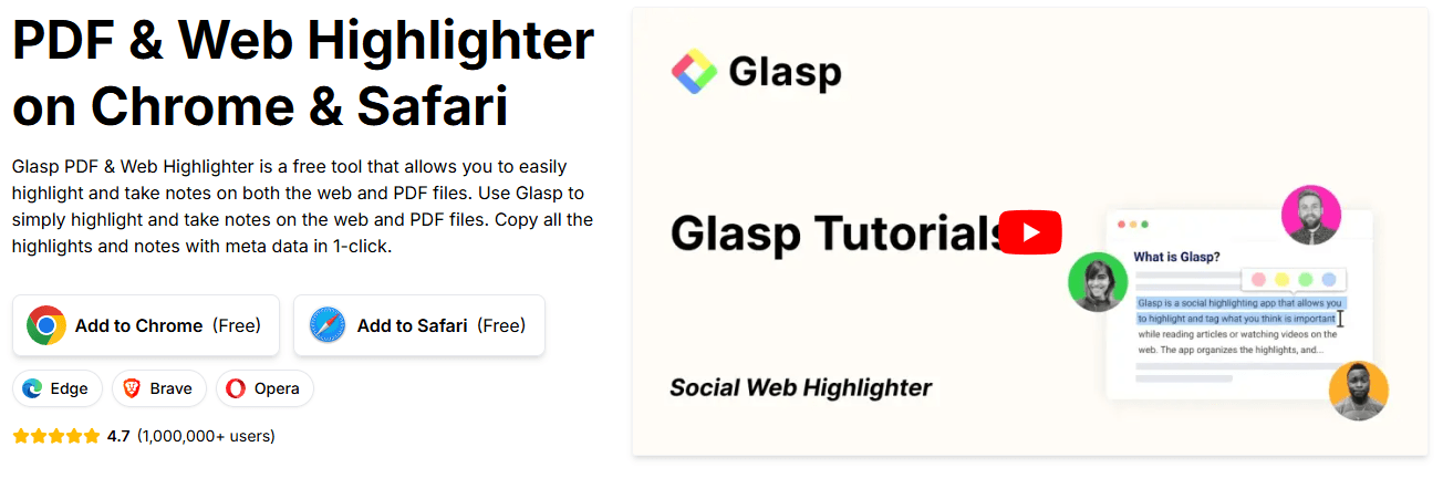 Glasp Web and PDF Highlighter