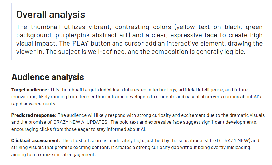 Thumbnail AI Overall Analysis