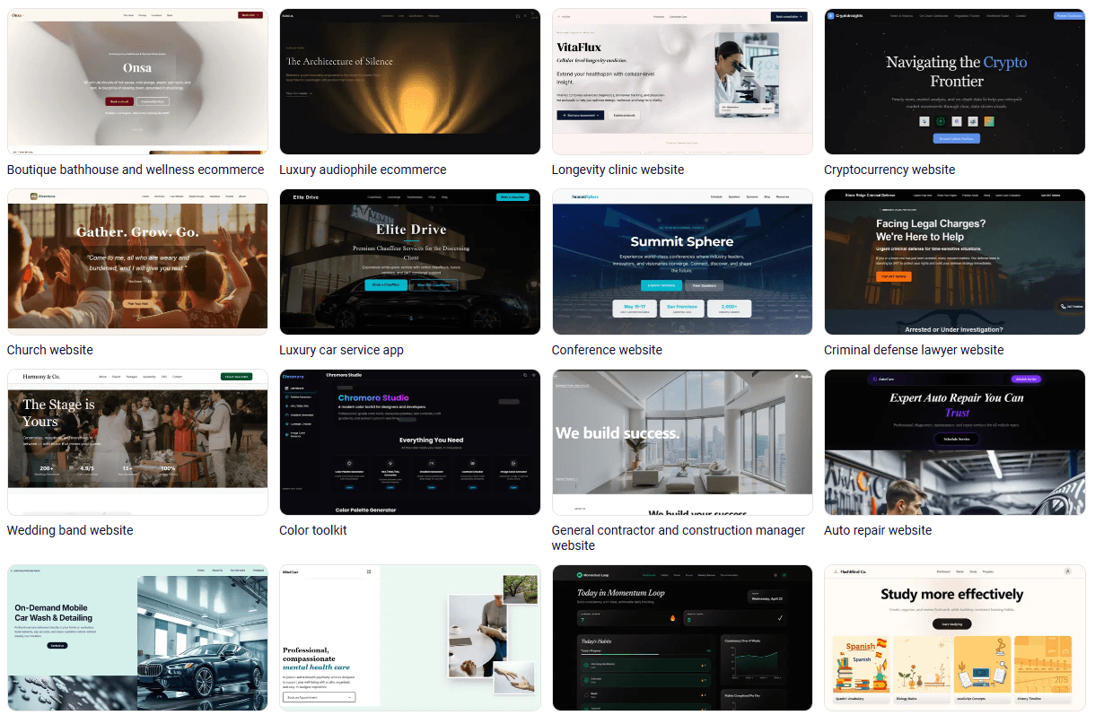 B12 additional generated project examples gallery
