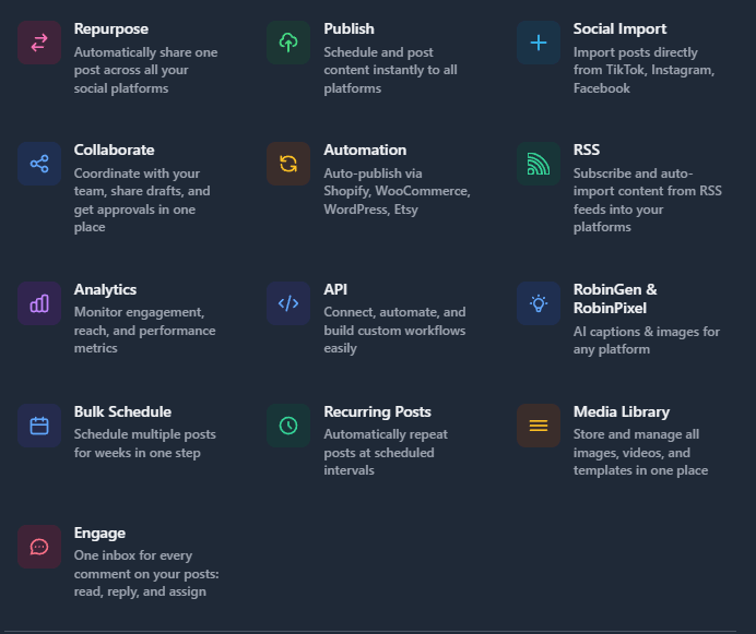 RobinReach feature grid