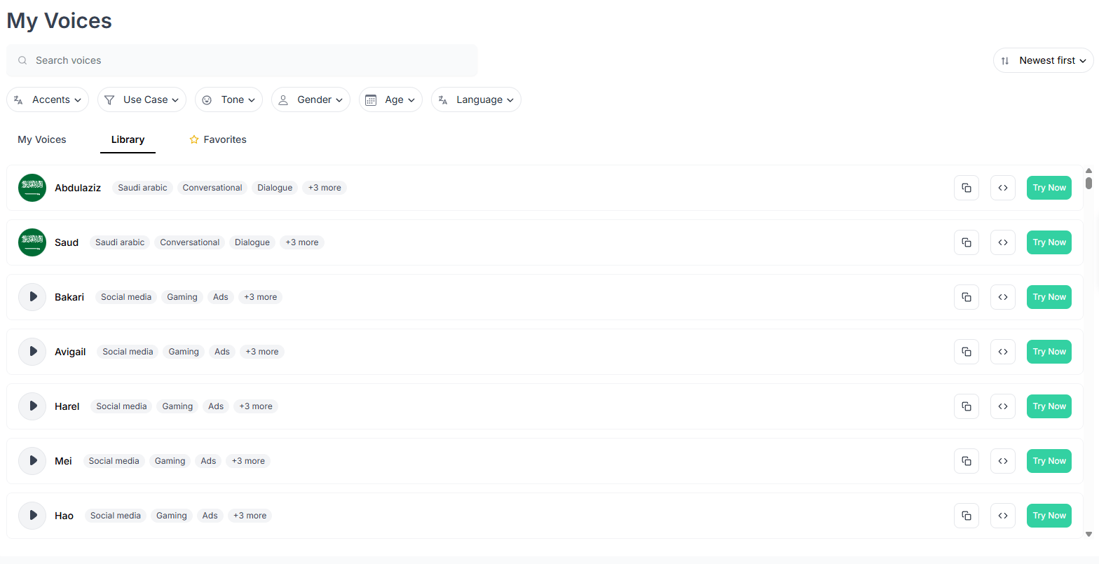 Resemble AI Voice Library
