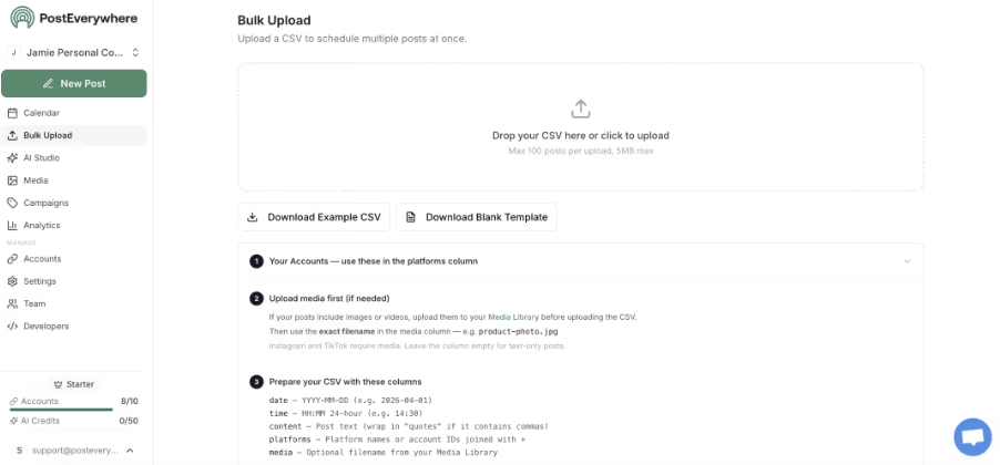 PostEverywhere Bulk Upload