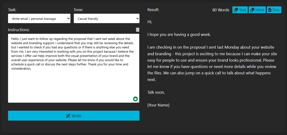 Textbuddy Personal Message Email Writer