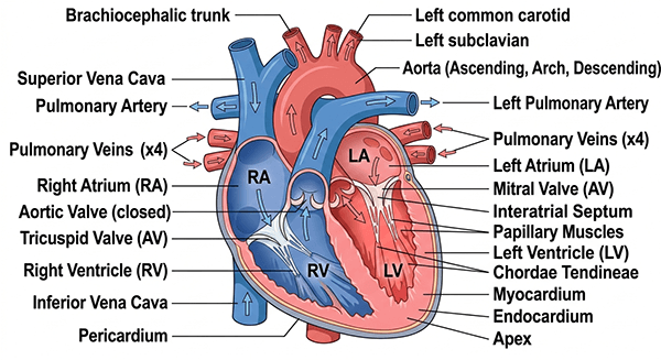 Anatomically Accurate Human Heart Cross-Section