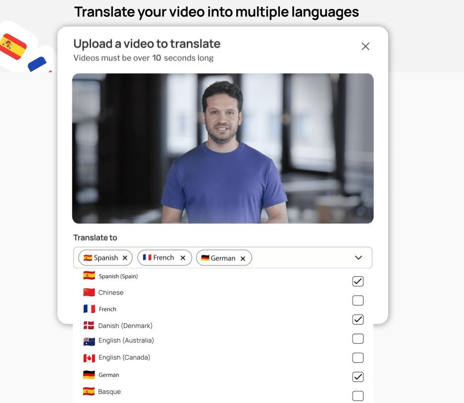 D-ID upload video to translate screen