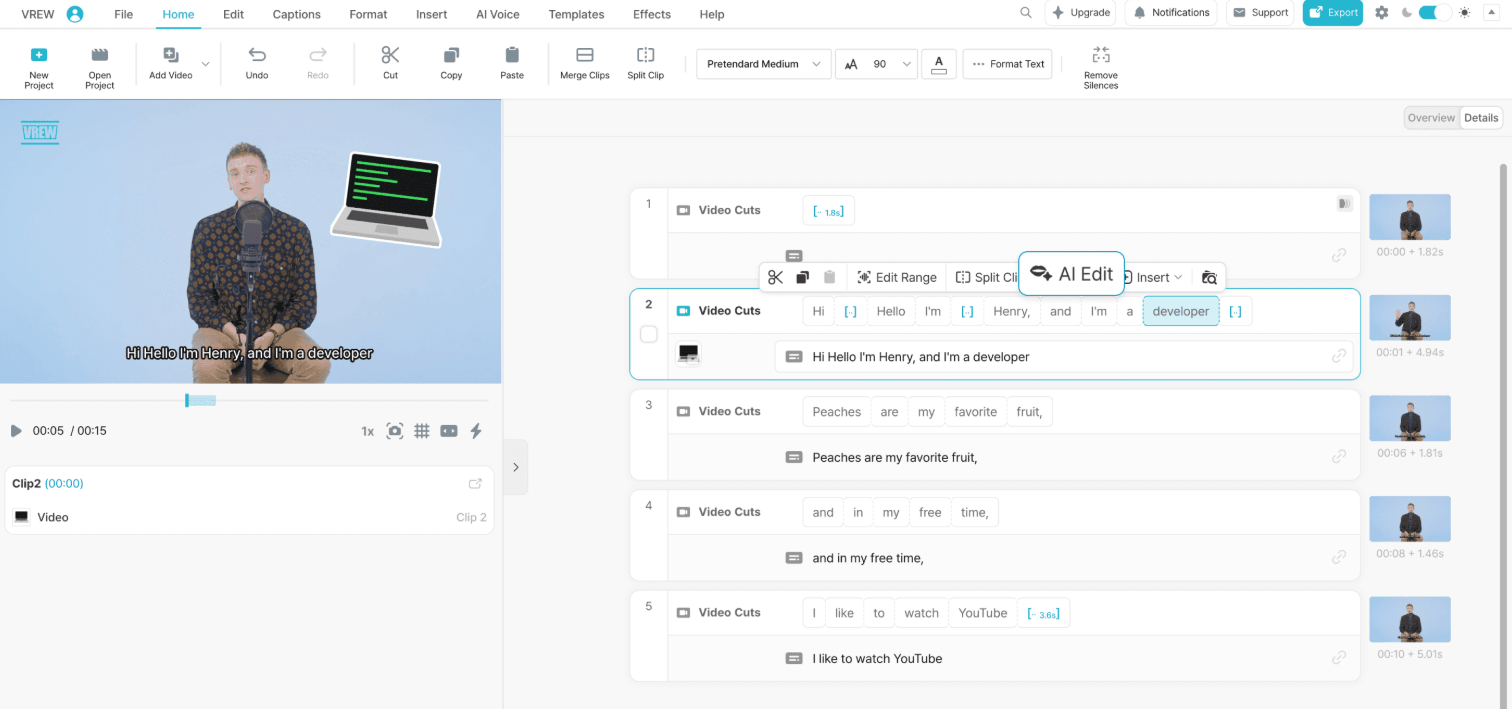 Vrew Speech Editor