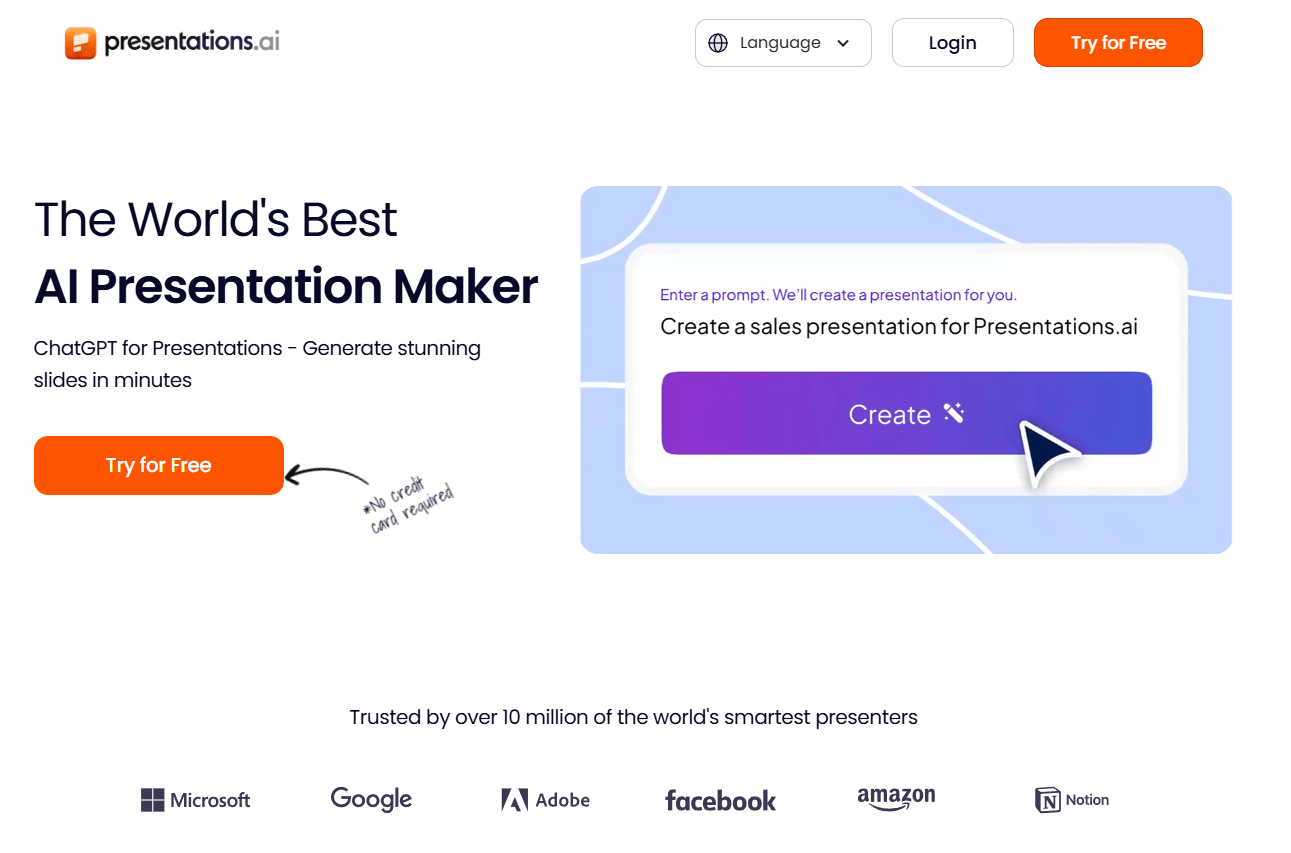 Presentations.AI Homepage