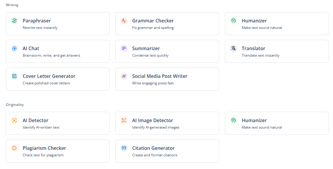 QuillBot Writing and Originality Tools
