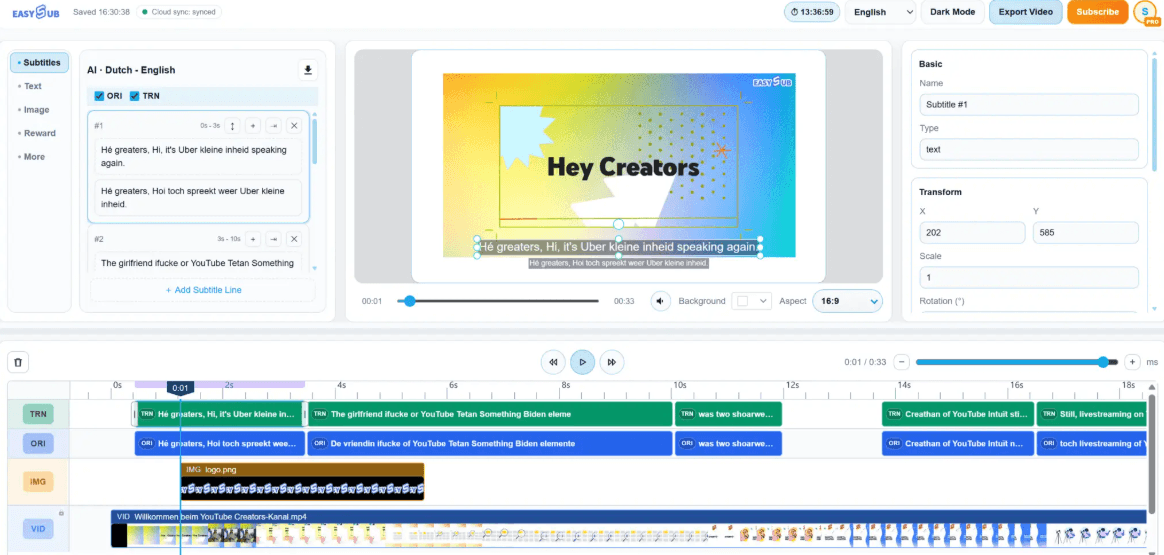 EasySub Subtitle Workspace