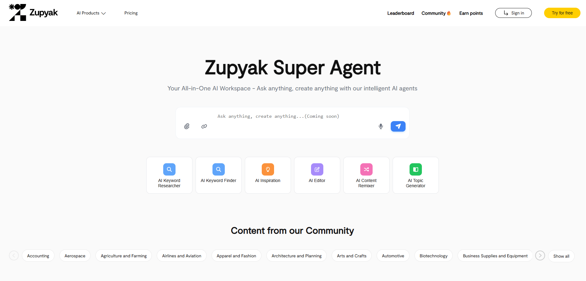 Zupyak Homepage